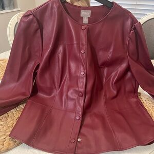 CHICO’S faux leather, crimson color NWOT. Never worn.
